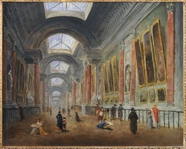 H. Robert, Projet d'aménagement pour la grande galerie, vers 1796-1798, huile sur toile, Paris, Musée du Louvre, cl. Musée du Louvre. H. Robert, Projet d'aménagement pour la grande galerie, vers 1796-1798, huile sur toile, Paris, Musée du Louvre, cl. Musée du Louvre.
